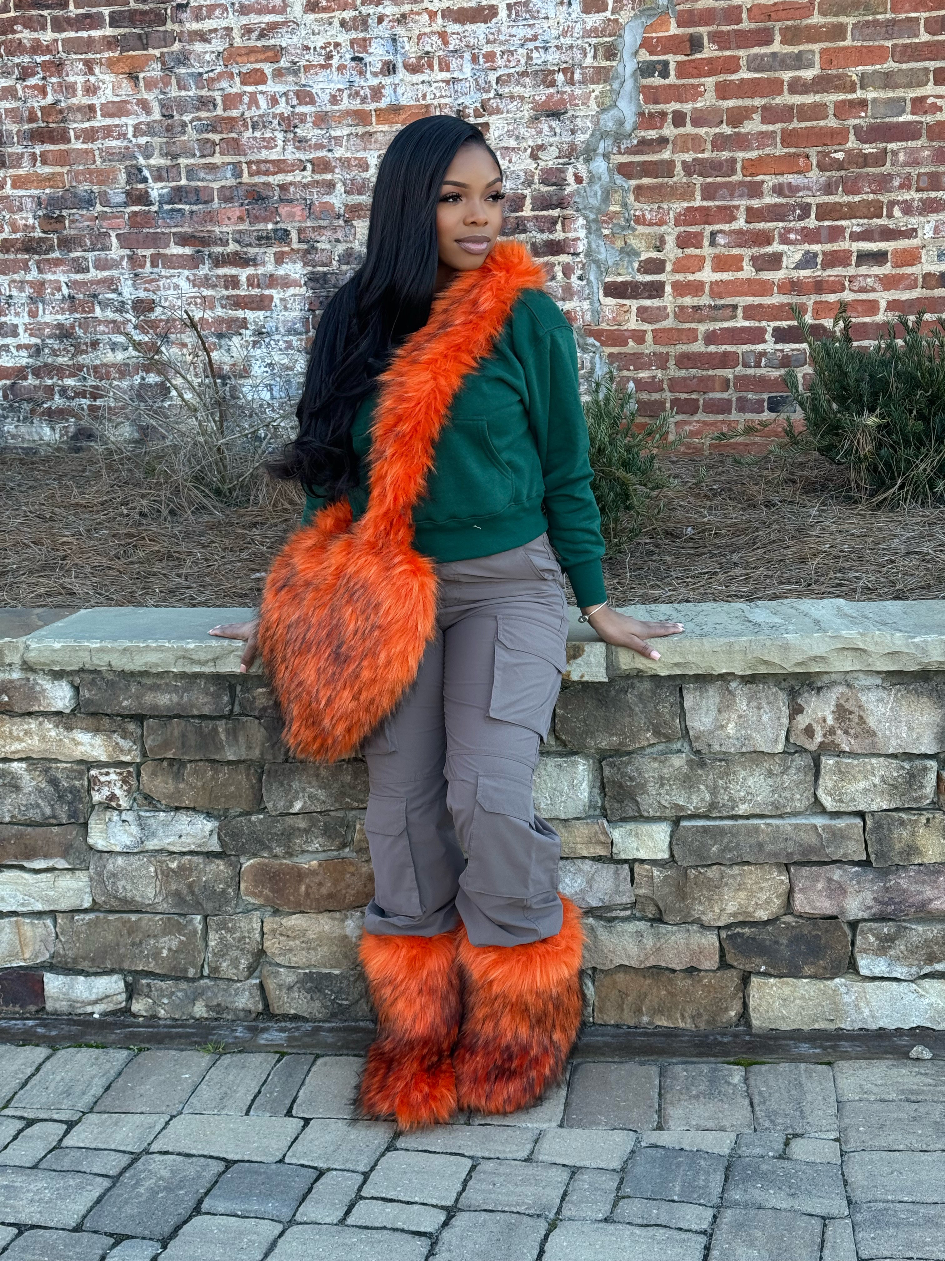 Orange fur boots best sale